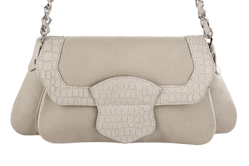 Dress small handbag in silver and champagne white - Profile view